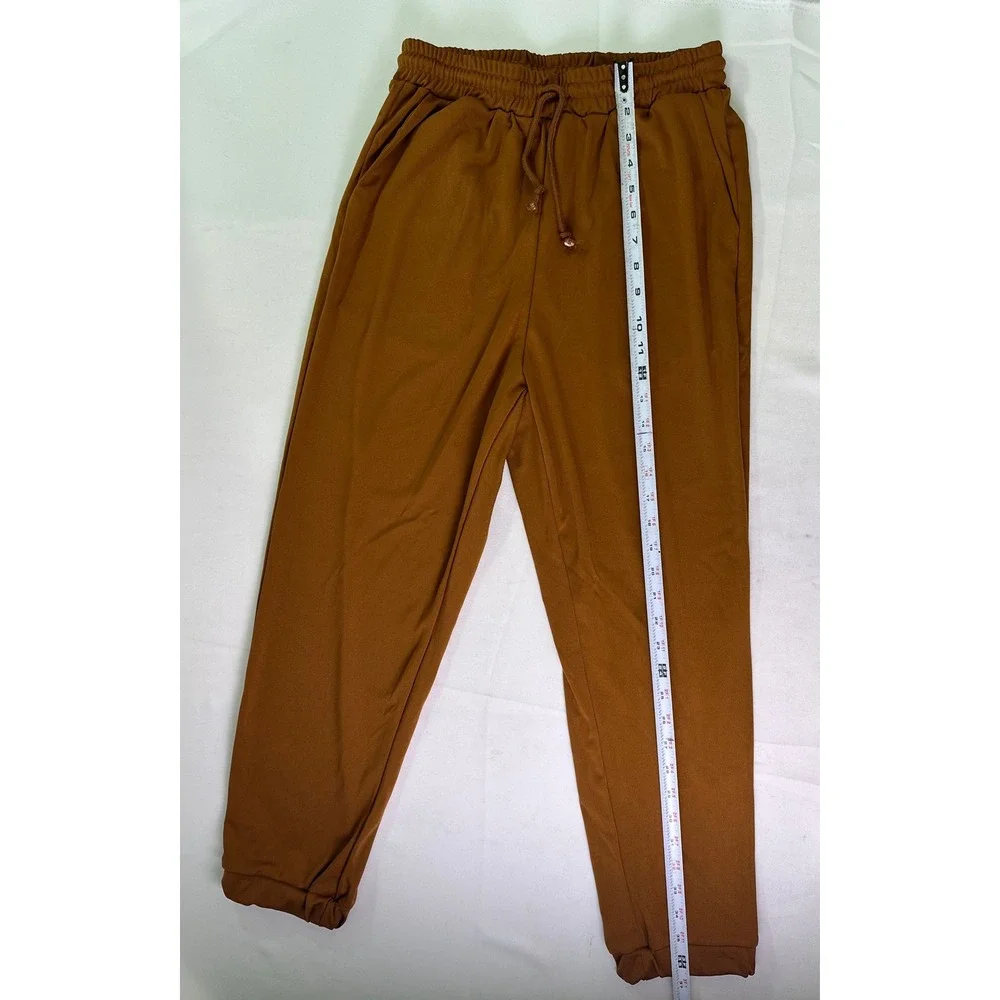 Shein Womens L Brown Elastic Waist Drawstring Joggers Gorpcore Casual Sweatpants